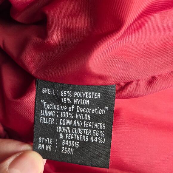 Womens Red Down Feather Puffer Coat M Cozy Warm Ski Snow Jacket Cabin Gorpcore - Picture 9 of 13